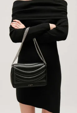Shop Angeli Black Quilted Leather Bag Women Crossbody Bags