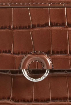 Shop Anoucko Nano Brown Embossed Leather Bag Women Crossbody Bags