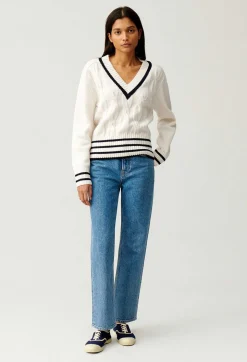 Outlet Beige Cable Knit Jumper Women Sweaters And Cardigans