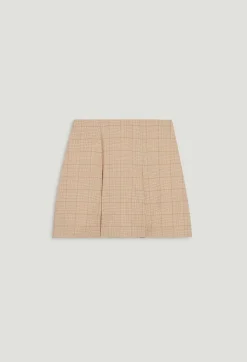 Discount Beige Checked A-Line Skirt Women Skirts And Shorts