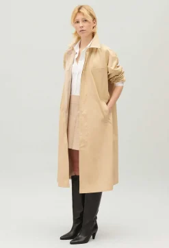 Store Beige Reversible Mid-Length Coat Women Jackets And Coats