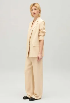 Online Beige Textured Suit Jacket Women Blazers