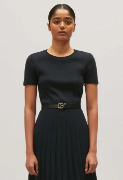 Best Black And Navy Bi-Material Dress Women Dresses