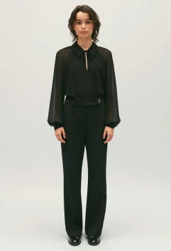 Store Black Floaty Blouse Women Tops And Shirts