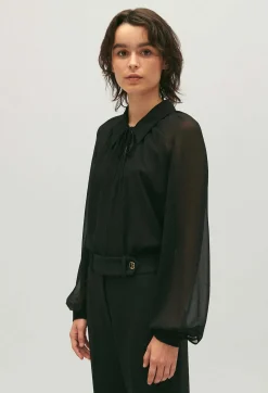 Store Black Floaty Blouse Women Tops And Shirts