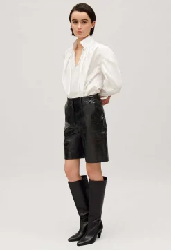 Best Sale Black Leather Bermuda Shorts Women Skirts And Shorts