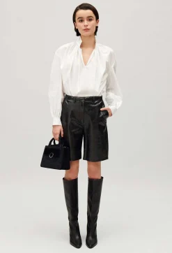 Best Sale Black Leather Bermuda Shorts Women Skirts And Shorts