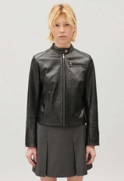 Cheap Black Leather Biker Jacket Women Jackets And Coats