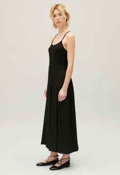 New Black Midi Dress With Crossover Back Women Dresses