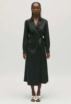 Shop Black Midi Wrap Dress Women Dresses