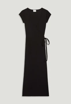 Online Black Wrap Midi Dress Women Dresses