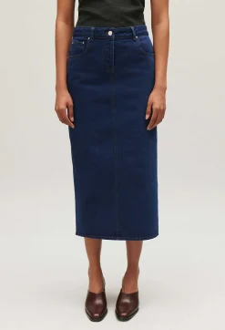 Best Blue Denim Midi Skirt Women Skirts And Shorts