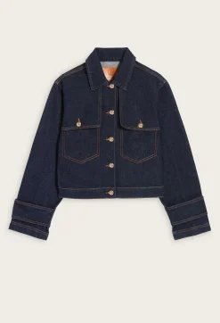 Sale Blue Raw Denim Jacket Women Jackets And Coats