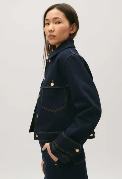 Sale Blue Raw Denim Jacket Women Jackets And Coats