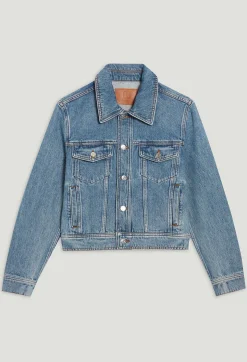 Hot Blue Straight-Leg Denim Jacket Women Jackets And Coats
