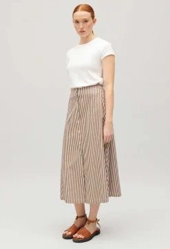 Cheap Bronze Striped Midi Skirt Women Skirts And Shorts