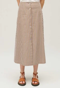 Cheap Bronze Striped Midi Skirt Women Skirts And Shorts