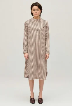 Cheap Bronze Striped Mid-Length Dress Women Dresses