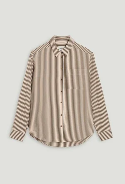 Cheap Bronze Striped Shirt Women Tops And Shirts