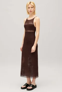 Online Brown Crochet Maxi Dress Women Dresses