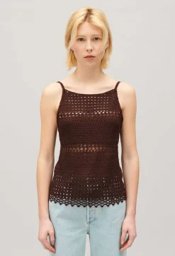 Online Brown Crochet Top Women Tops And Shirts