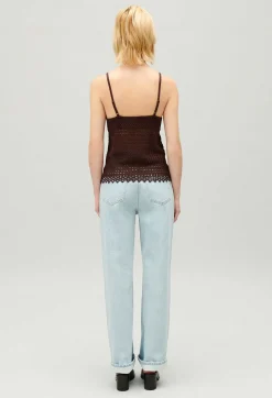 Online Brown Crochet Top Women Tops And Shirts