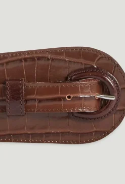 Hot Brown Embossed Leather Belt Women Belts