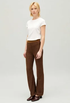 Discount Brown Striped Trousers Women Jeans And Trousers