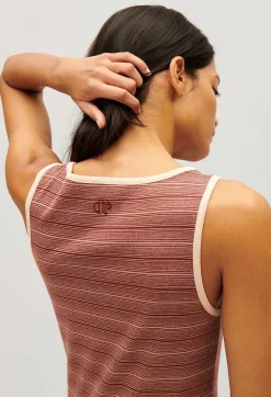 Sale Brown Stripy Knit Maxi Dress Women Dresses