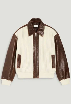 Outlet Brown Two-Tone Bomber Jacket Women Jackets And Coats