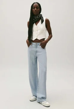 Cheap Claude Wide-Leg Light Denim Jeans Women Jeans And Trousers