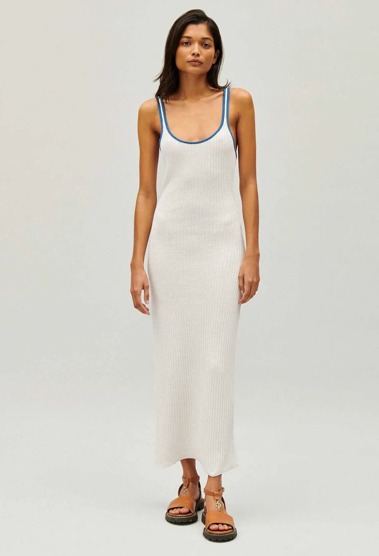 New Cream Knitted Maxi Dress Women Dresses