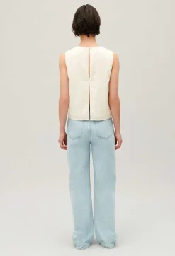 Online Ecru Sequined Sleeveless Top Women Tops And Shirts