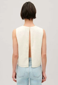 Online Ecru Sequined Sleeveless Top Women Tops And Shirts