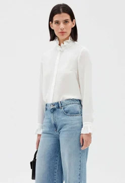 Flash Sale Ecru Victorian Collar Blouse Women Tops And Shirts