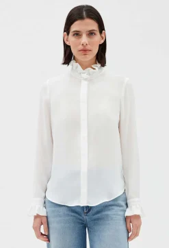 Flash Sale Ecru Victorian Collar Blouse Women Tops And Shirts