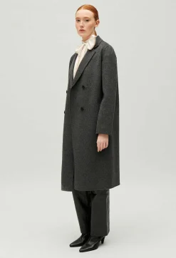 Online Flecked Grey Double-Sided Wool Coat Women Jackets And Coats