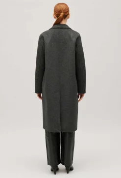 Online Flecked Grey Double-Sided Wool Coat Women Jackets And Coats