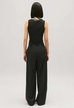 Best Sale Flecked Grey Wide-Leg Trousers Women Jeans And Trousers