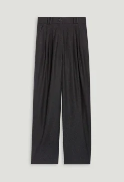 Best Sale Flecked Grey Wide-Leg Trousers Women Jeans And Trousers