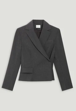 New Flecked Grey Wrapover Suit Jacket Women Blazers