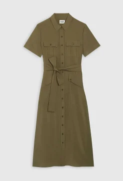 Clearance Flowing Short-Sleeved Midi Dress Women Dresses
