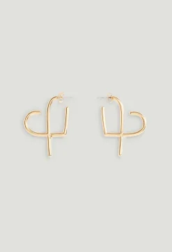 New Golden Brass Cp Heart Hoop Earrings Women Jewellery And Scrunchies