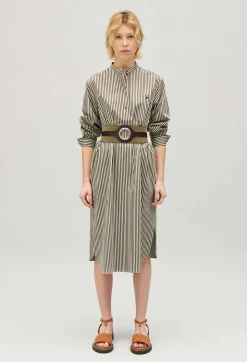 Sale Green Striped Maxi Dress Women Dresses
