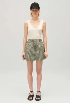Cheap Green Striped Shorts Women Skirts And Shorts