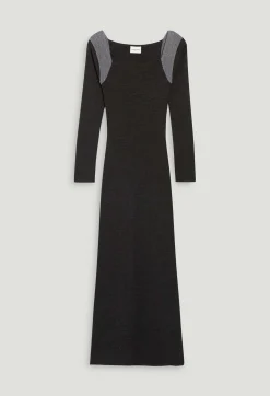 Fashion Grey Marled Knit Maxi Dress Women Dresses