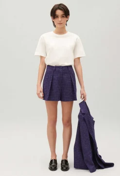 Store Indigo Checked Shorts Women Skirts And Shorts