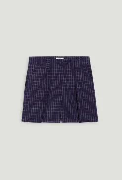 Store Indigo Checked Shorts Women Skirts And Shorts