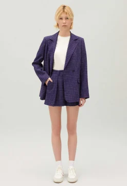 Store Indigo Checked Shorts Women Skirts And Shorts