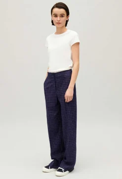 Flash Sale Indigo Checked Suit Trousers Women Jeans And Trousers